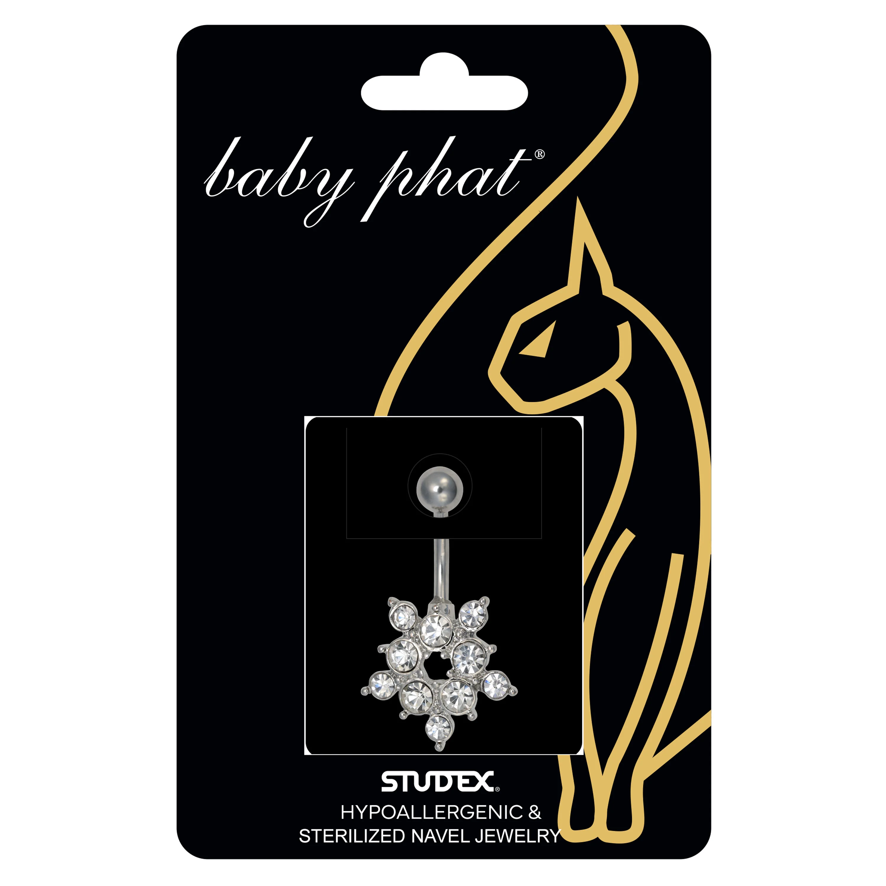 Baby Phat 14 Gauge Flower Charm Navel Jewelry - April Crystal - Stainless Steel - Image 3