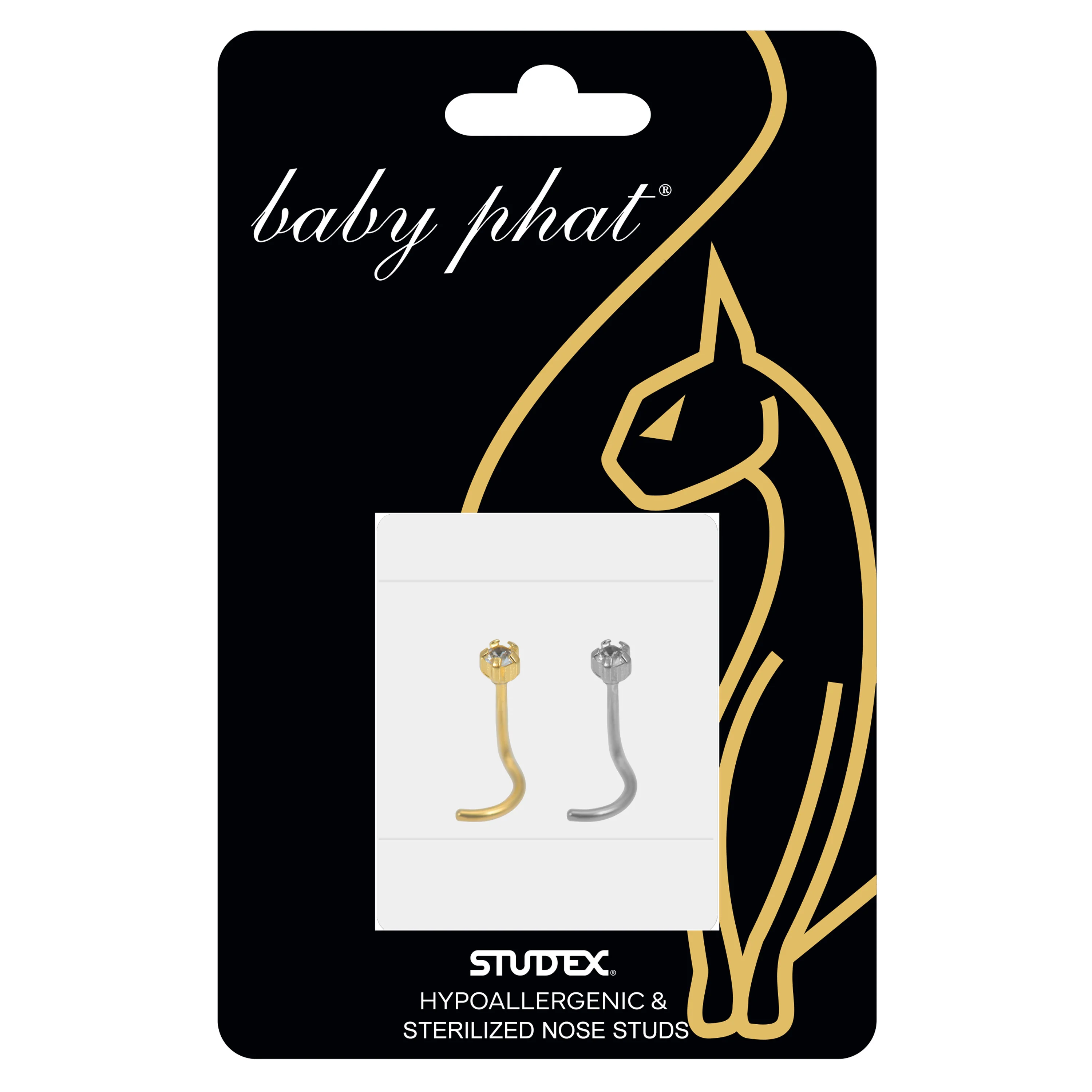 Baby Phat 2-Pack Nose Stud Jewelry - Stainless Steel/Gold Plated - Image 3
