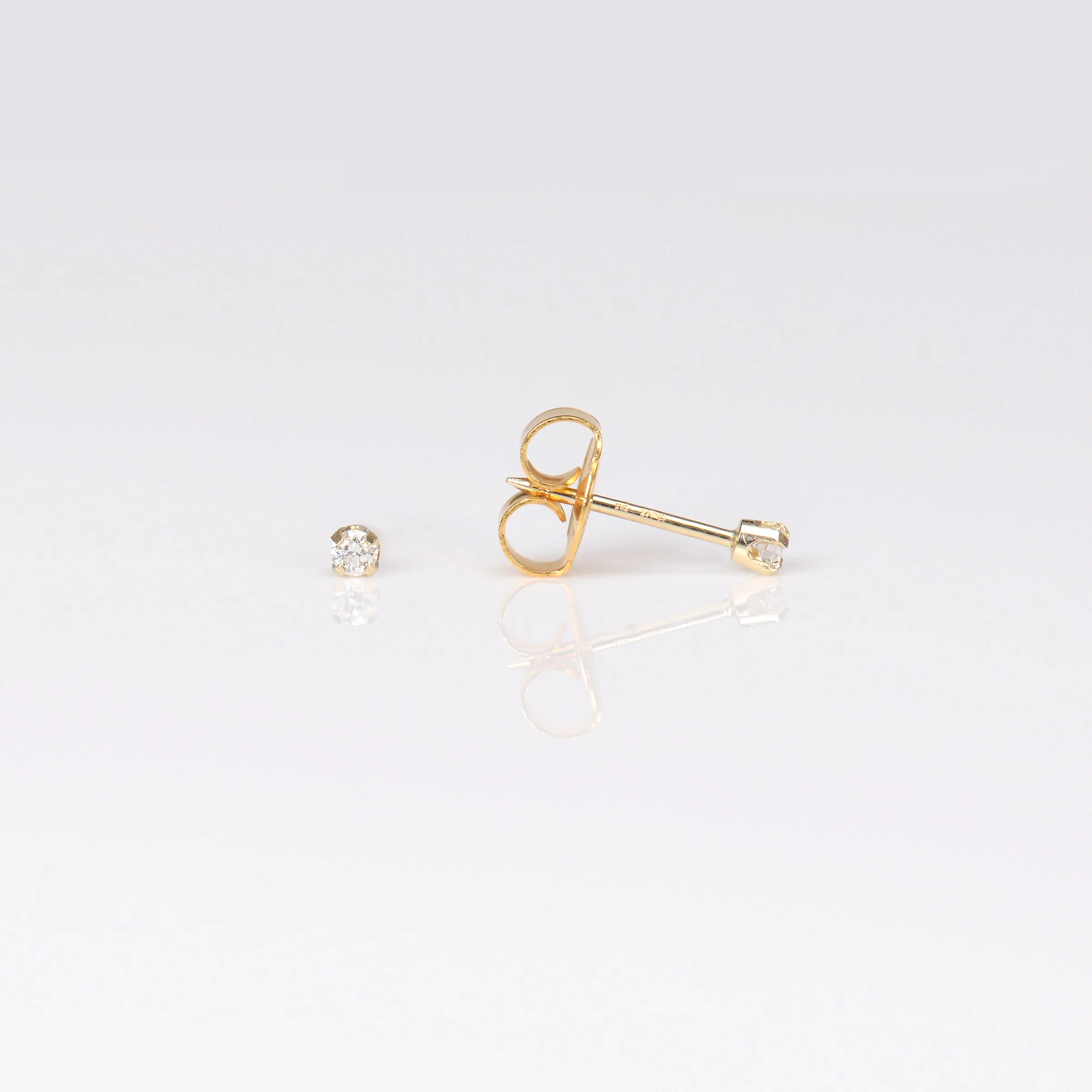 System 75 Lab Created Diamond Piercing Studs - 3 points - 14K Yellow Gold - Image 3