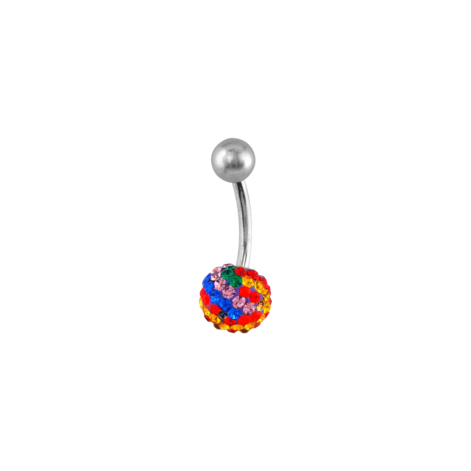 Baby Phat 14 Gauge Navel Jewelry- Rainbow ball - Stainless Steel - Image 3