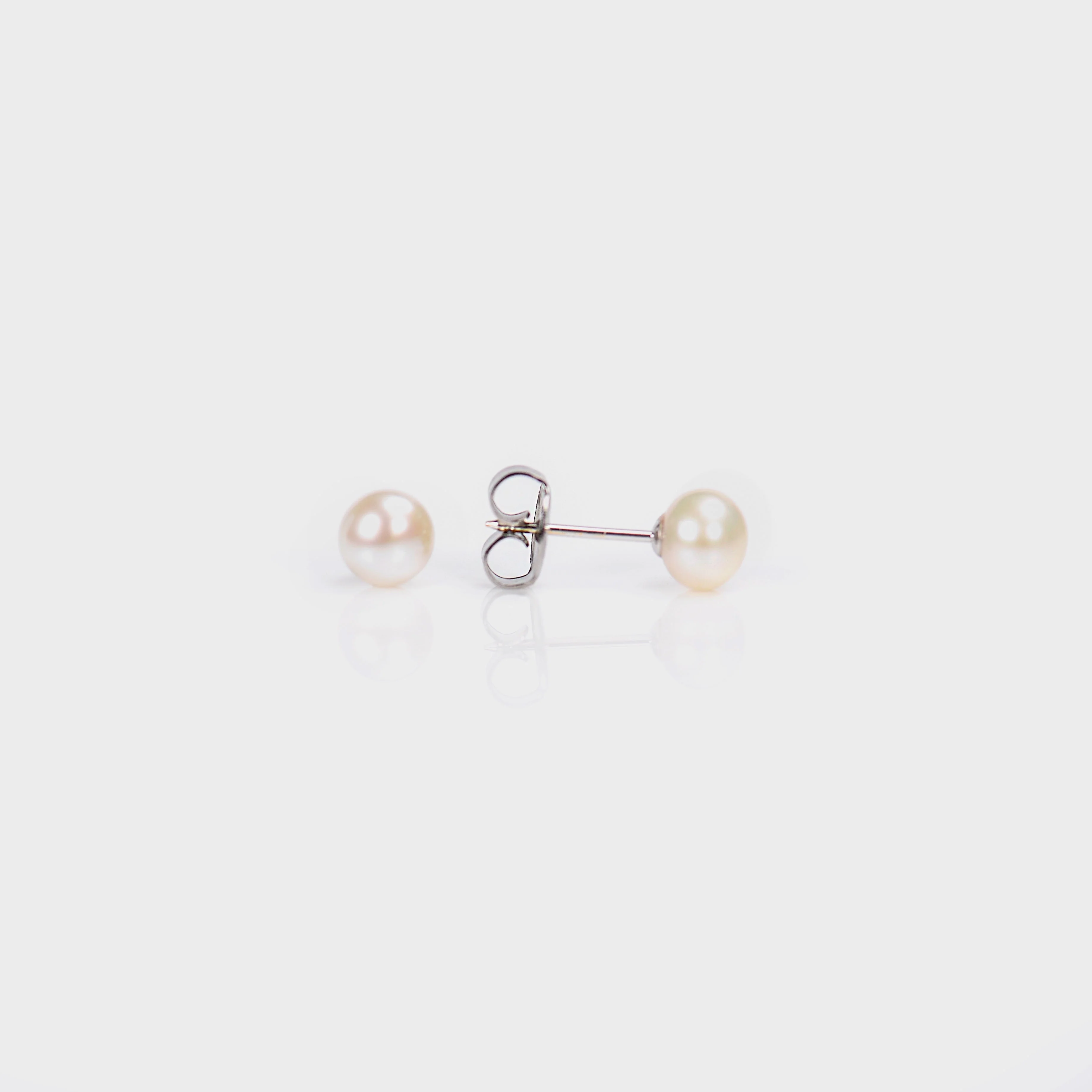 System 75 Genuine Pearl Piercing Studs - 5mm - 14K White Gold