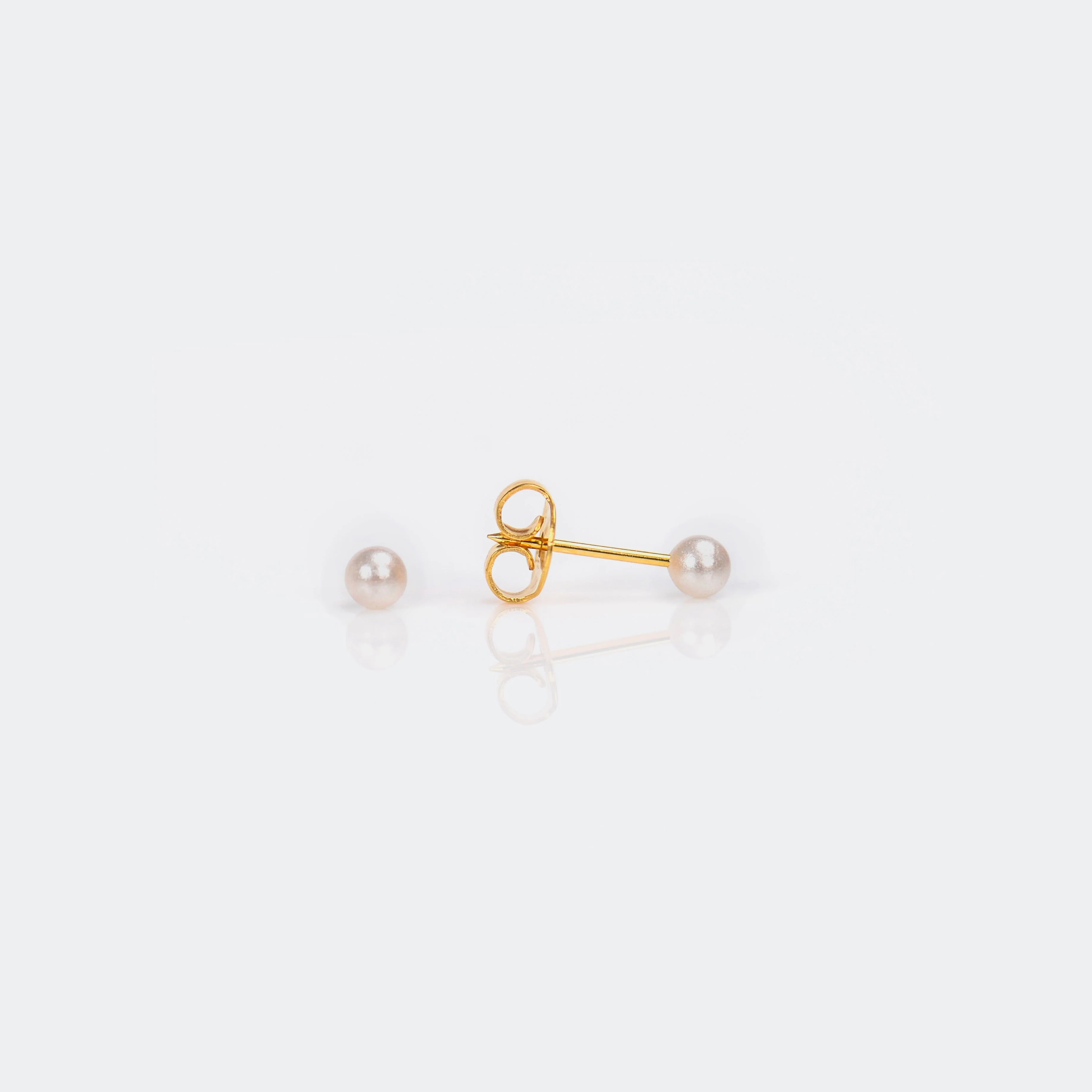 System 75 White Pearl Piercing Studs - Gold Plated