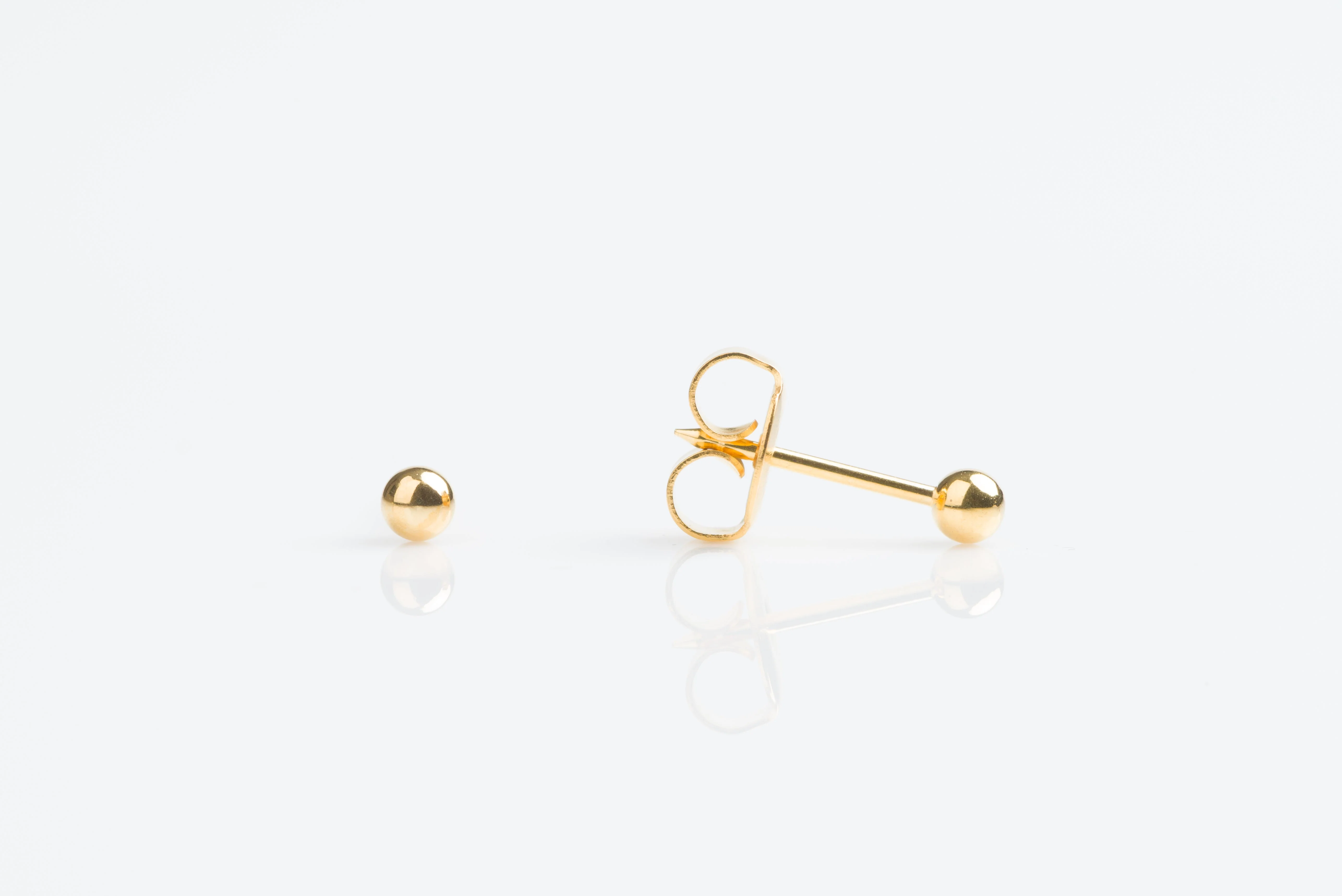 System 75 Ball Piercing Studs - 3mm - Regular Post - 14K Yellow Gold