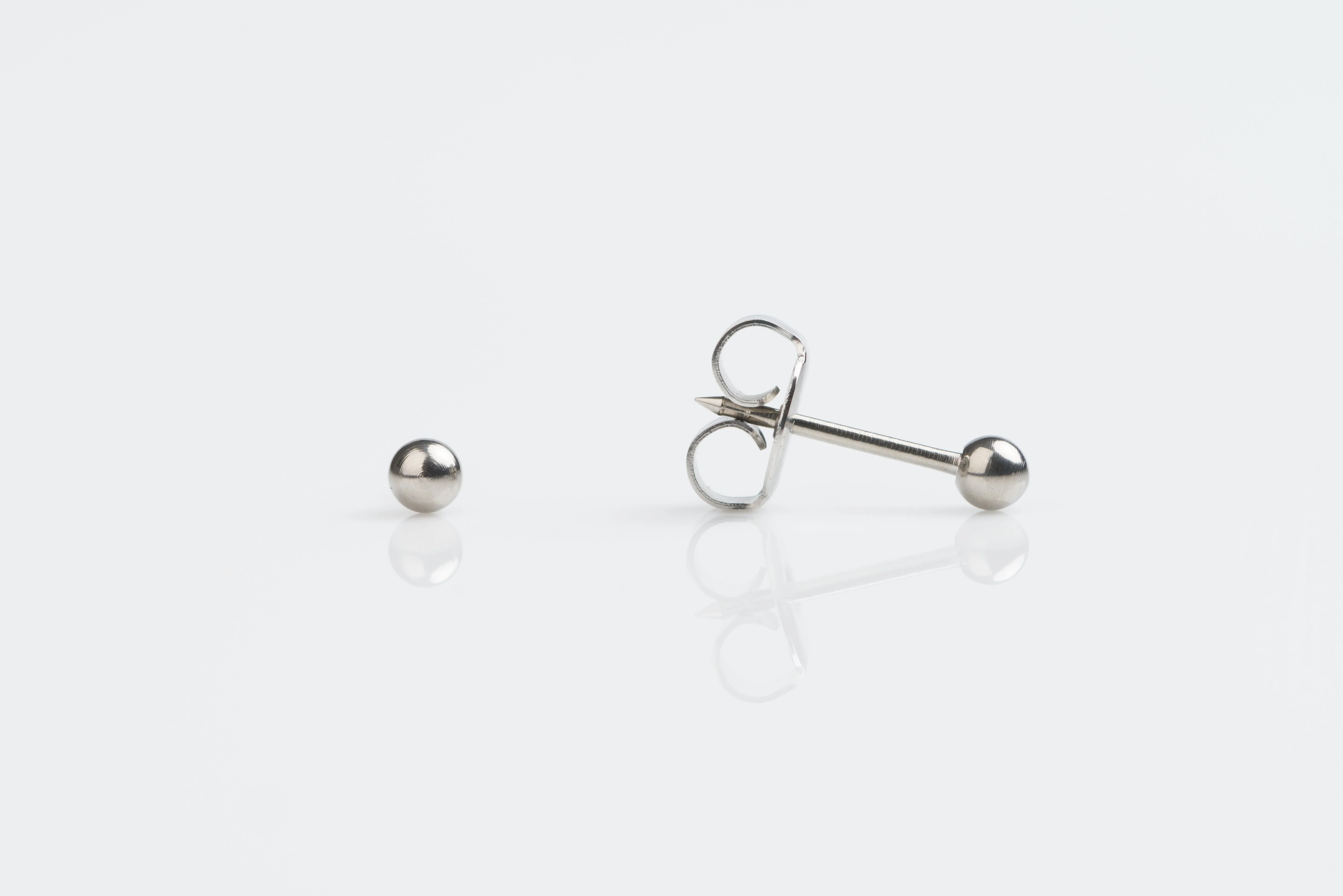 System 75 Ball Piercing Studs - 3mm - Regular Post - 14K White Gold
