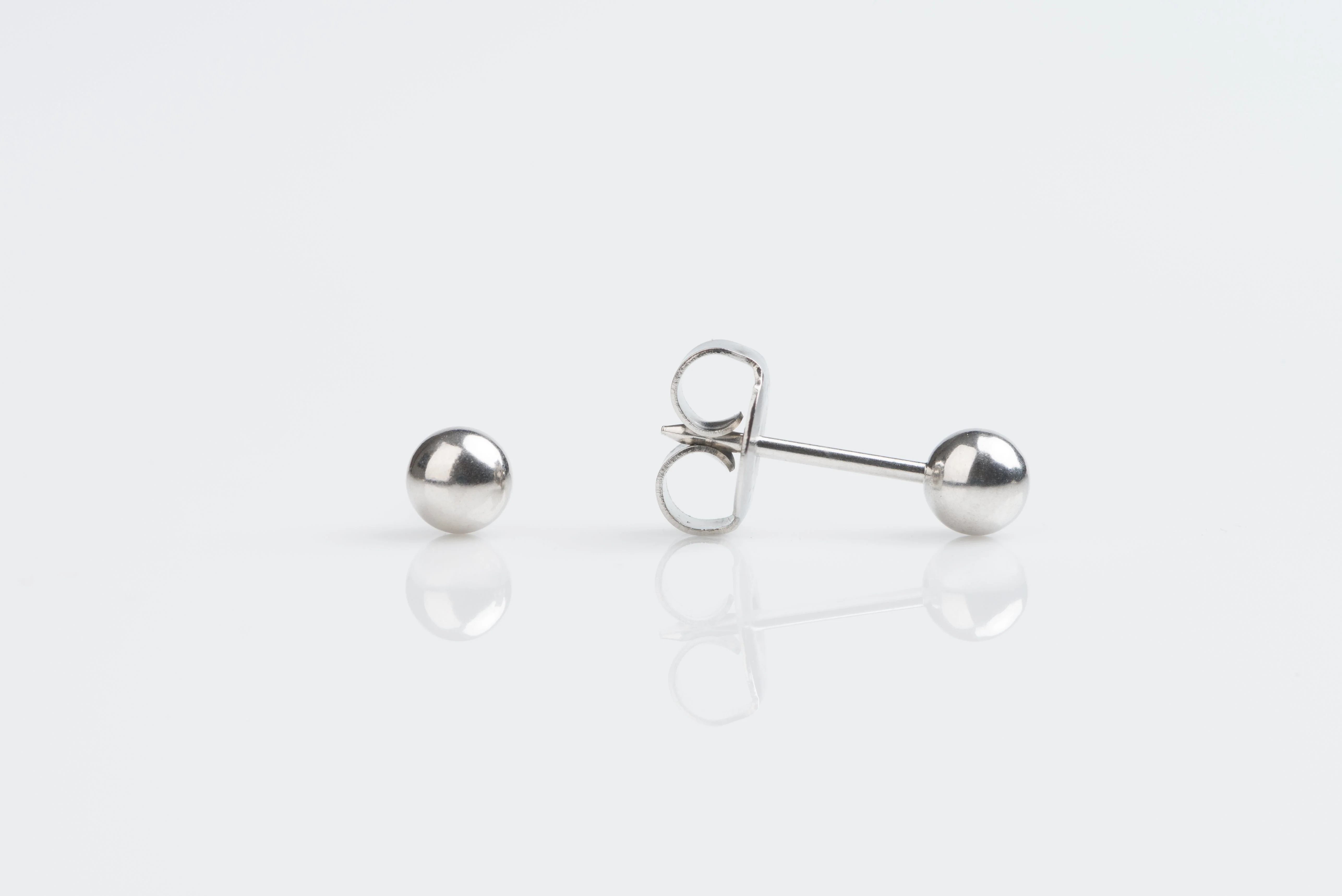 System 75 Ball Piercing Studs - 4mm - Regular Post - 14K White Gold