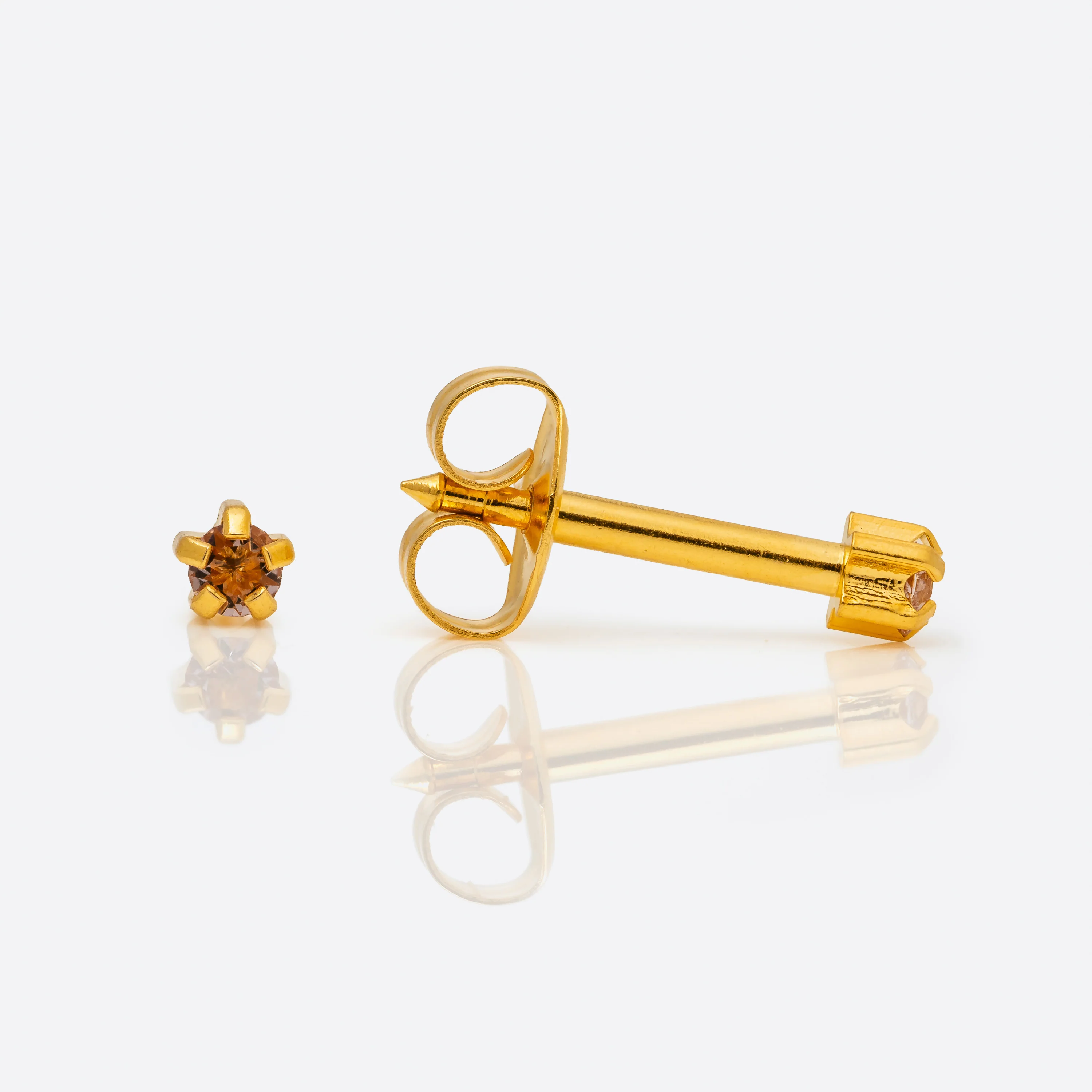 Prong Set Birthstone Universal Flatpack Piercing Studs - Gold Plated - June Alexandrite Crystal - Mini Adaptor