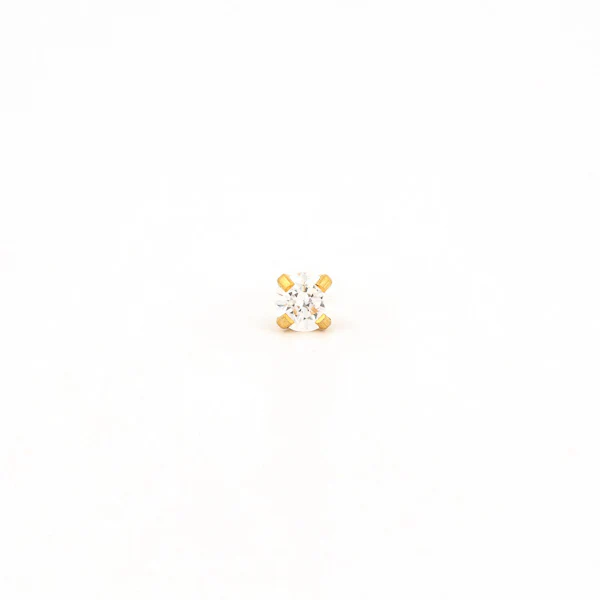Sensitive Puff Pad Fashion - 4mm - Prong-Set Cubic Zirconia - Gold Plated - Image 2