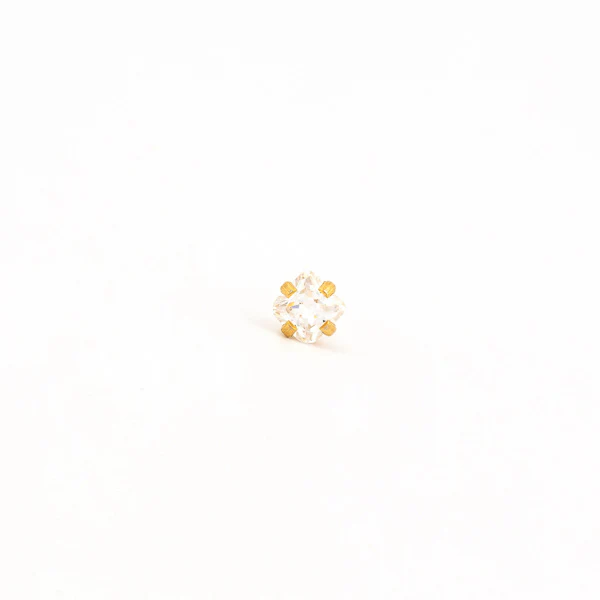 Sensitive Puff Pad Fashion - 4X4mm - Princess Cut Prong-Set Cubic Zirconia - Gold Plated - Image 2