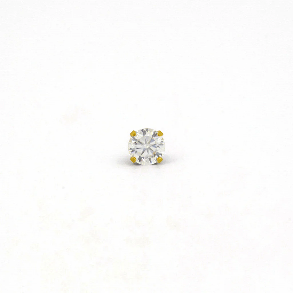 Sensitive Puff Pad Fashion - 5mm - Prong-Set Cubic Zirconia - Gold Plated - Image 2