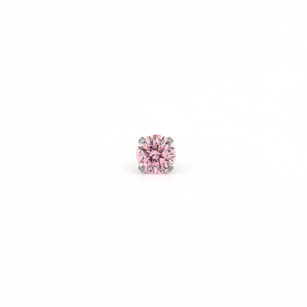 Sensitive Puff Pad Fashion - 5mm - Pink Prong-Set Cubic Zirconia - Stainless Steel - Image 2