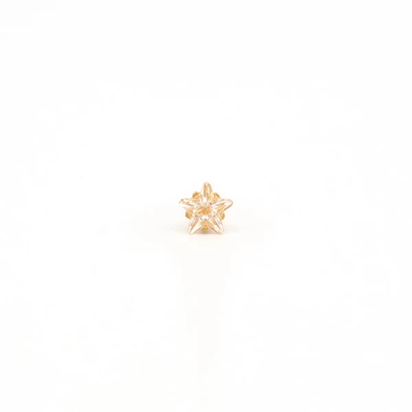 Sensitive Puff Pad Fashion - 5mm - Star Prong-Set Cubic Zirconia - Gold Plated - Image 2