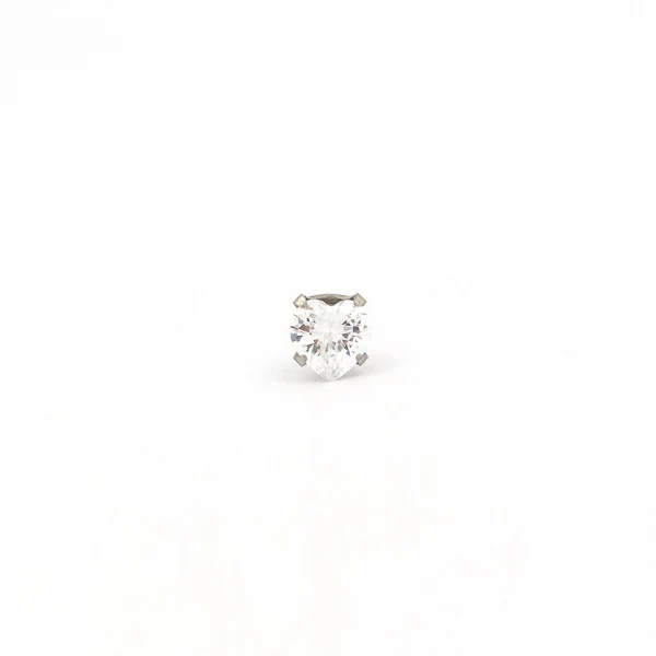Sensitive Puff Pad Fashion - 5X5mm - Heart Prong-Set Cubic Zirconia - Stainless Steel - Image 2