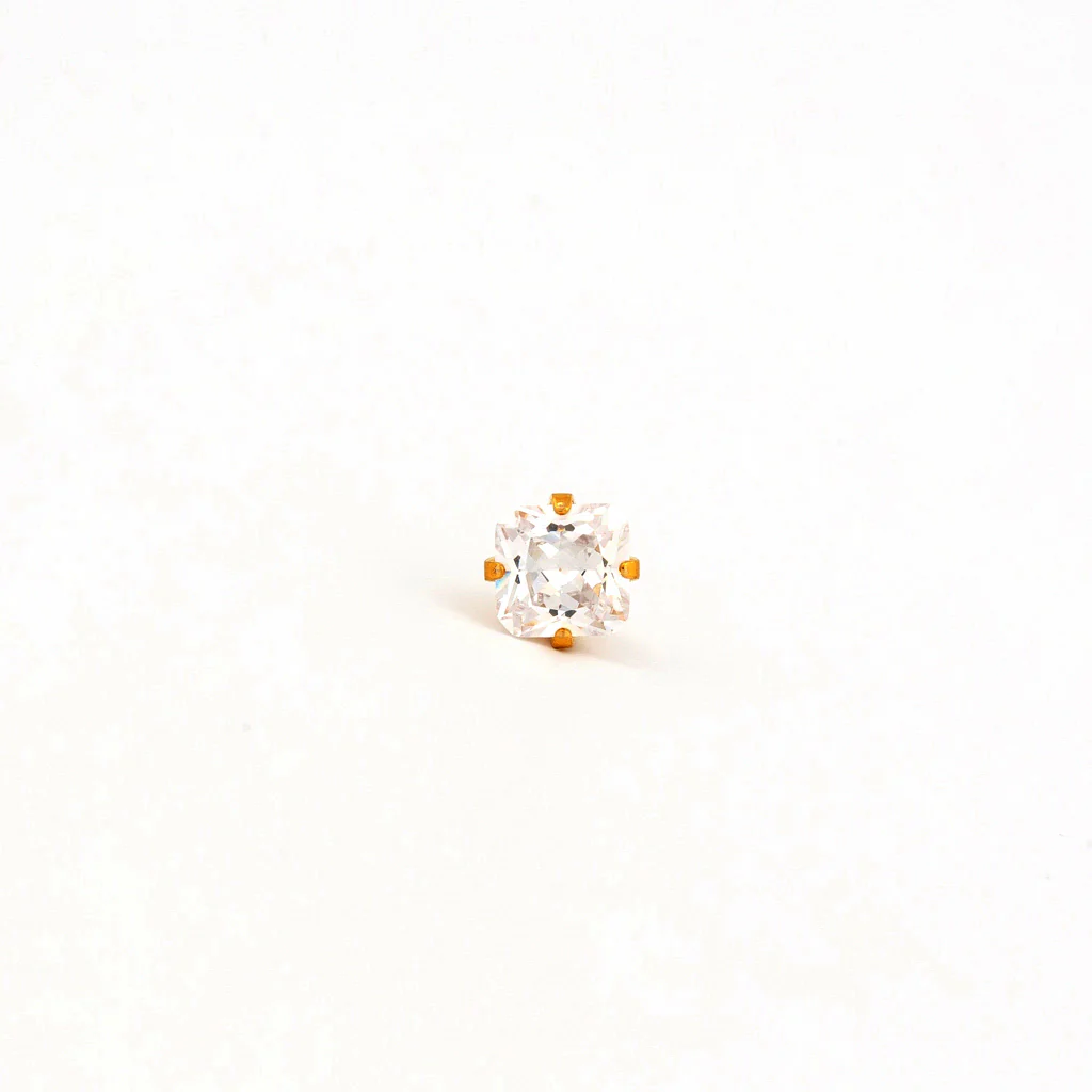 Sensitive Puff Pad Fashion - 5X5mm - Princess Cut Prong-Set Cubic Zirconia - Gold Plated - Image 2