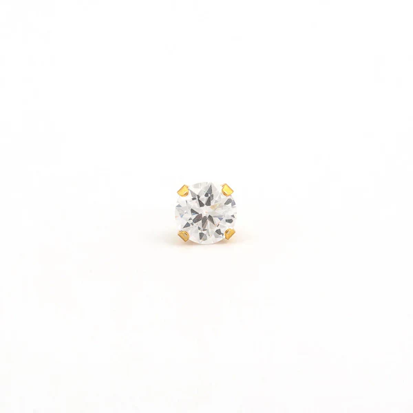 Sensitive Puff Pad Fashion - 6mm - Prong-Set Cubic Zirconia - Gold Plated - Image 2