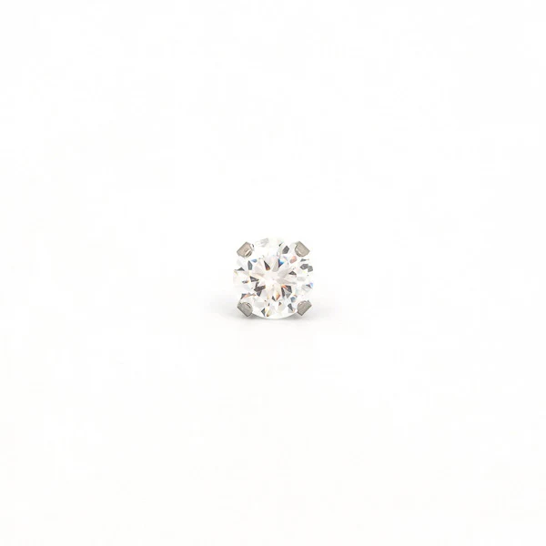 Sensitive Puff Pad Fashion - 6mm - Prong-Set Cubic Zirconia - Stainless Steel - Image 2
