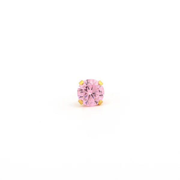 Sensitive Puff Pad Fashion - 6mm - Pink Prong-Set Cubic Zirconia - Gold Plated - Image 2