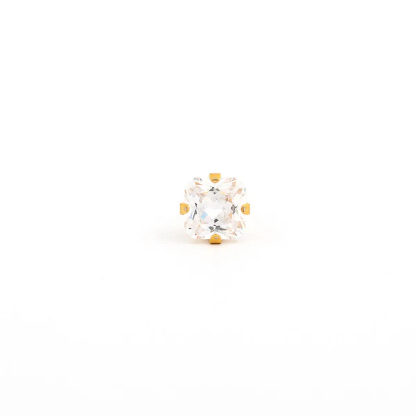 Sensitive Puff Pad Fashion - 6X6mm - Princess Cut Prong-Set Cubic Zirconia - Gold Plated - Image 2