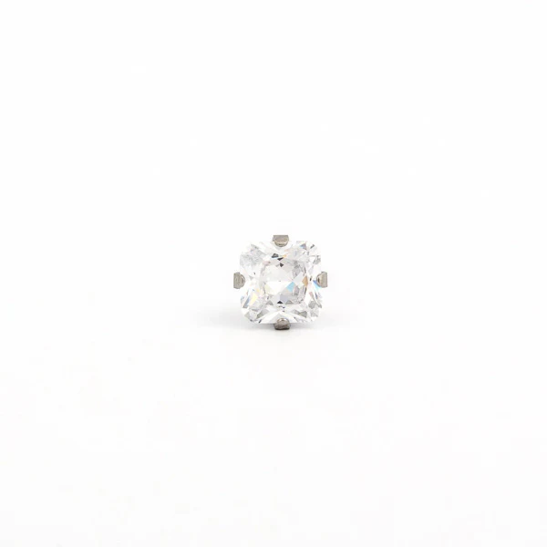 Sensitive Puff Pad Fashion - 6X6mm - Princess Cut Prong-Set Cubic Zirconia - Stainless Steel - Image 2