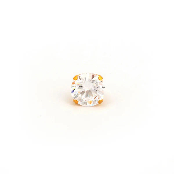 Sensitive Puff Pad Fashion - 8mm - Prong-Set Cubic Zirconia - Gold Plated - Image 2