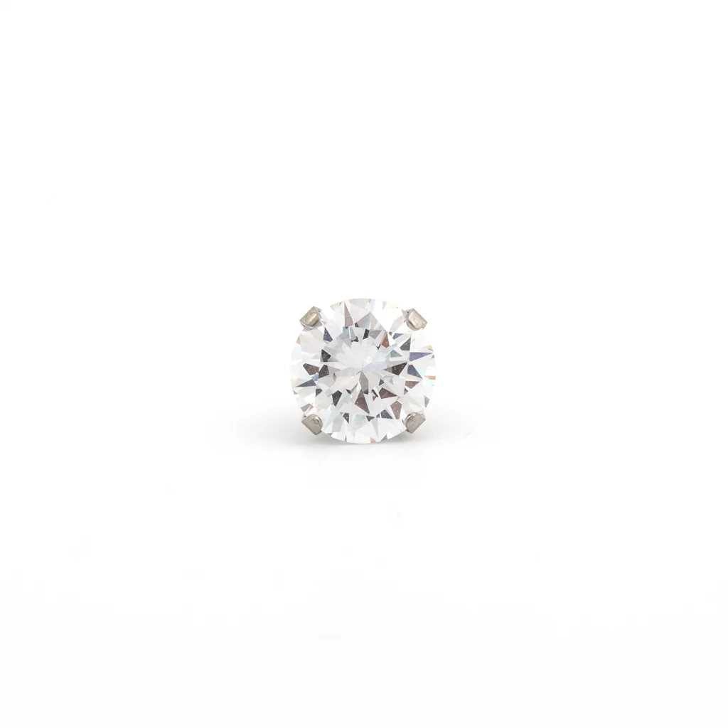Sensitive Puff Pad Fashion - 8mm - Prong-Set Cubic Zirconia - Stainless Steel - Image 2