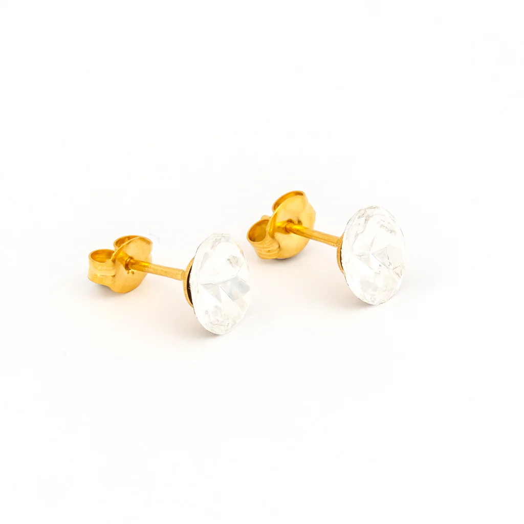 Sensitive Puff Pad Fashion - Austrian Crystal - 8X6mm - Gold Plated