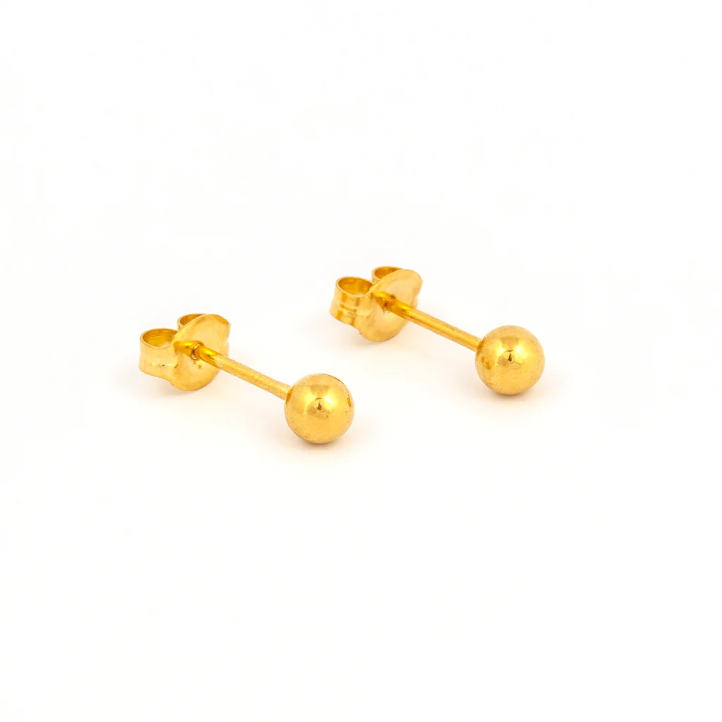 Sensitive Puff Pad Fashion - 4mm - Ball - Gold Plated