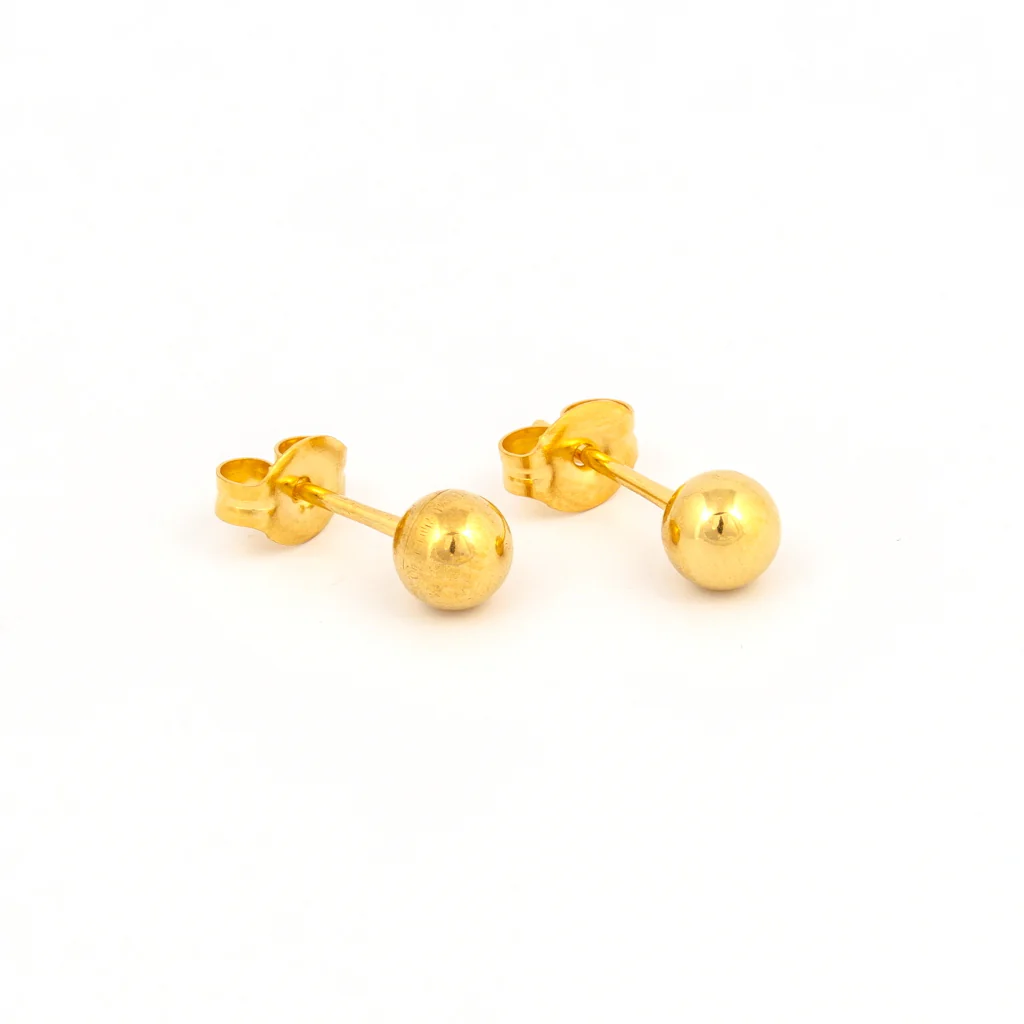 Sensitive Puff Pad Fashion - 5mm - Ball - Gold Plated