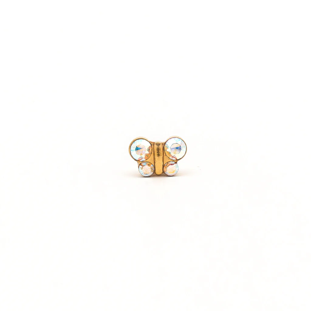 Sensitive Puff Pad Fashion - Butterfly - AB Crystal - Gold Plated - Image 2