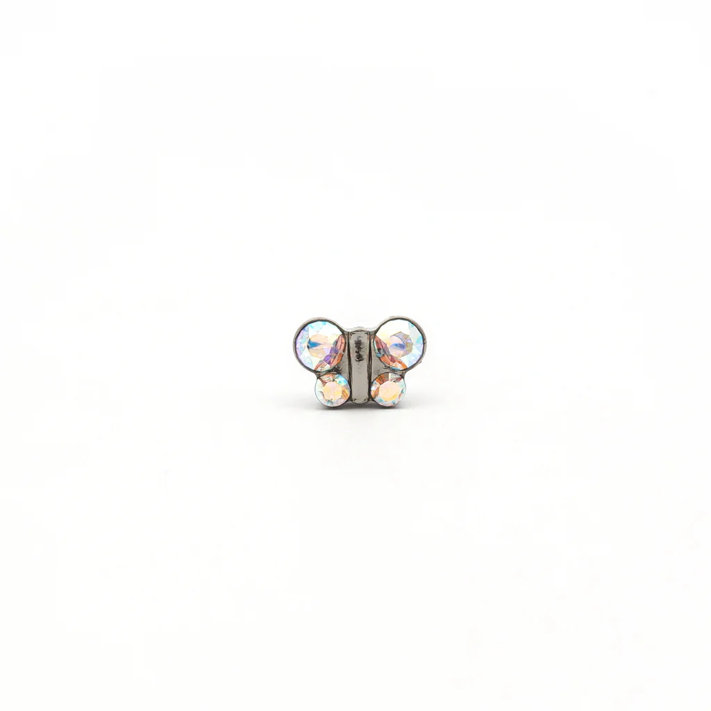 Sensitive Puff Pad Fashion - Butterfly - AB Crystal - Stainless Steel - Image 2