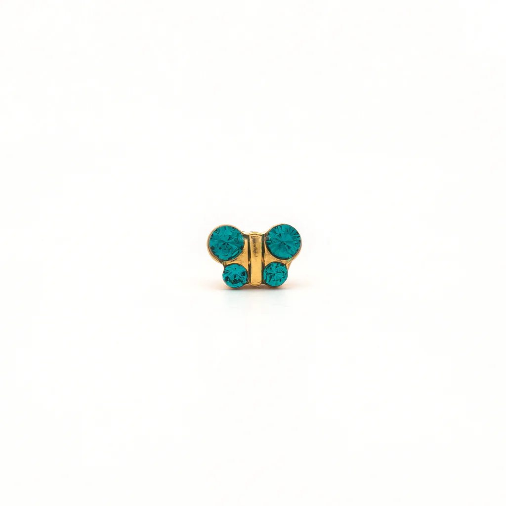 Sensitive Puff Pad Fashion - Butterfly - December Blue Zircon - Gold Plated - Image 2