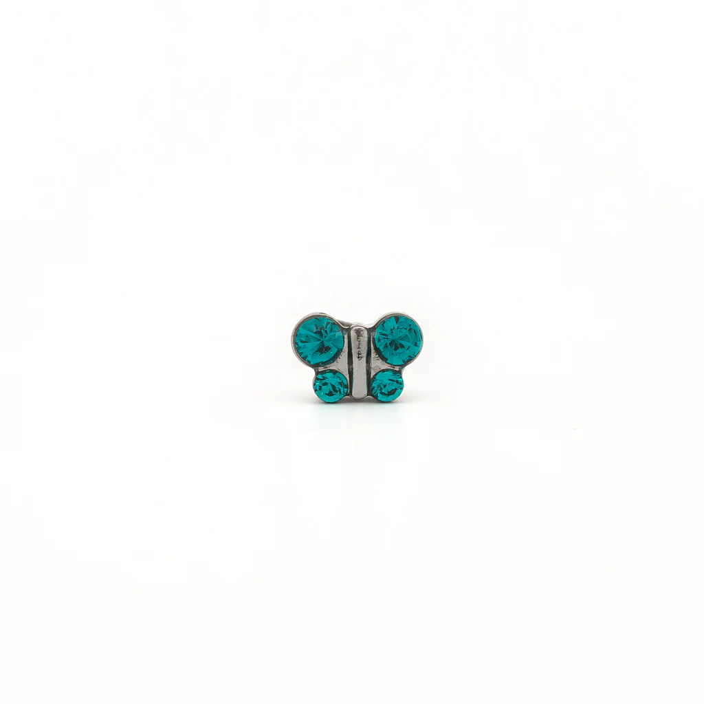 Sensitive Puff Pad Fashion - Butterfly - December Blue Zircon - Stainless Steel - Image 2
