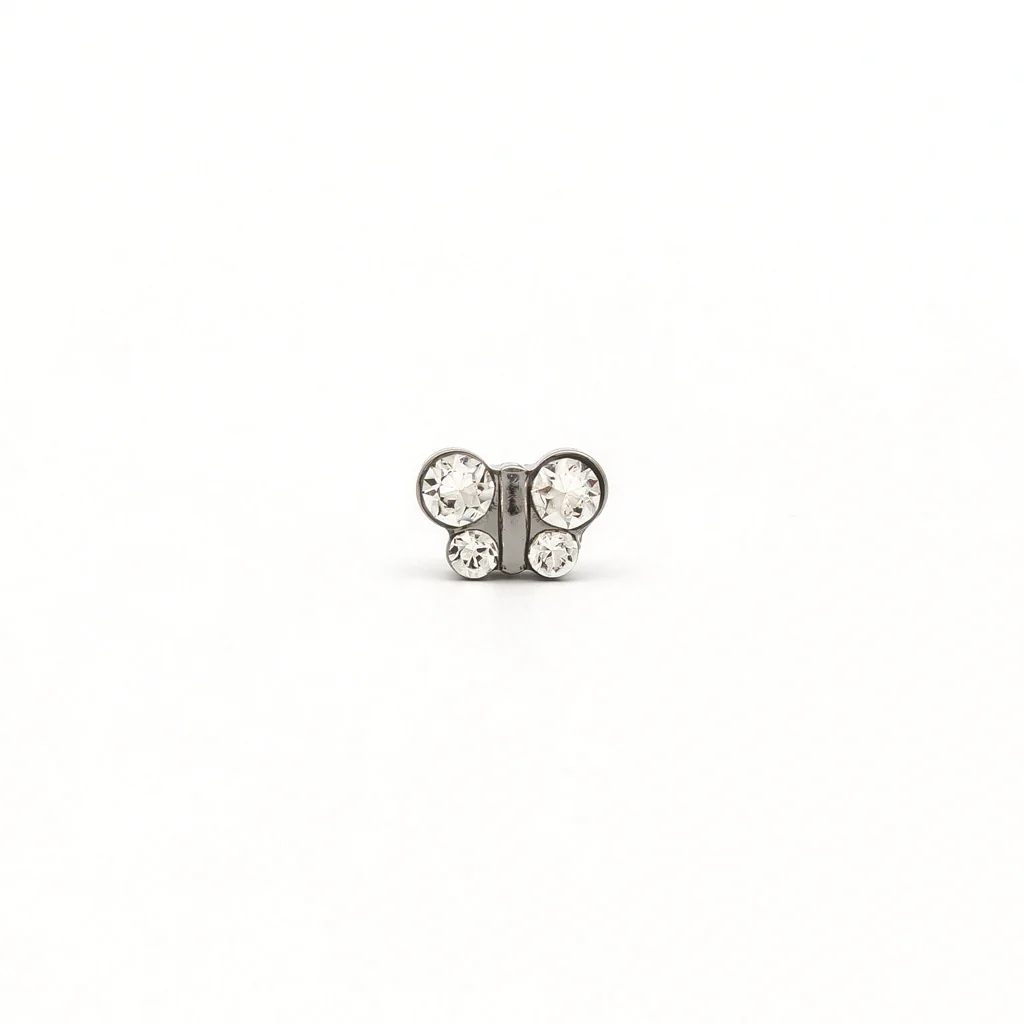 Sensitive Puff Pad Fashion - Butterfly - April Crystal - Stainless Steel - Image 2