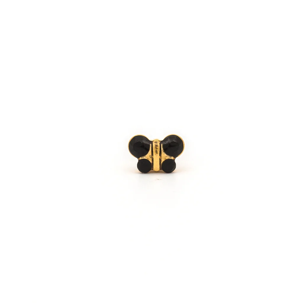 Sensitive Puff Pad Fashion - Butterfly - Jet Crystal - Gold Plated - Image 2