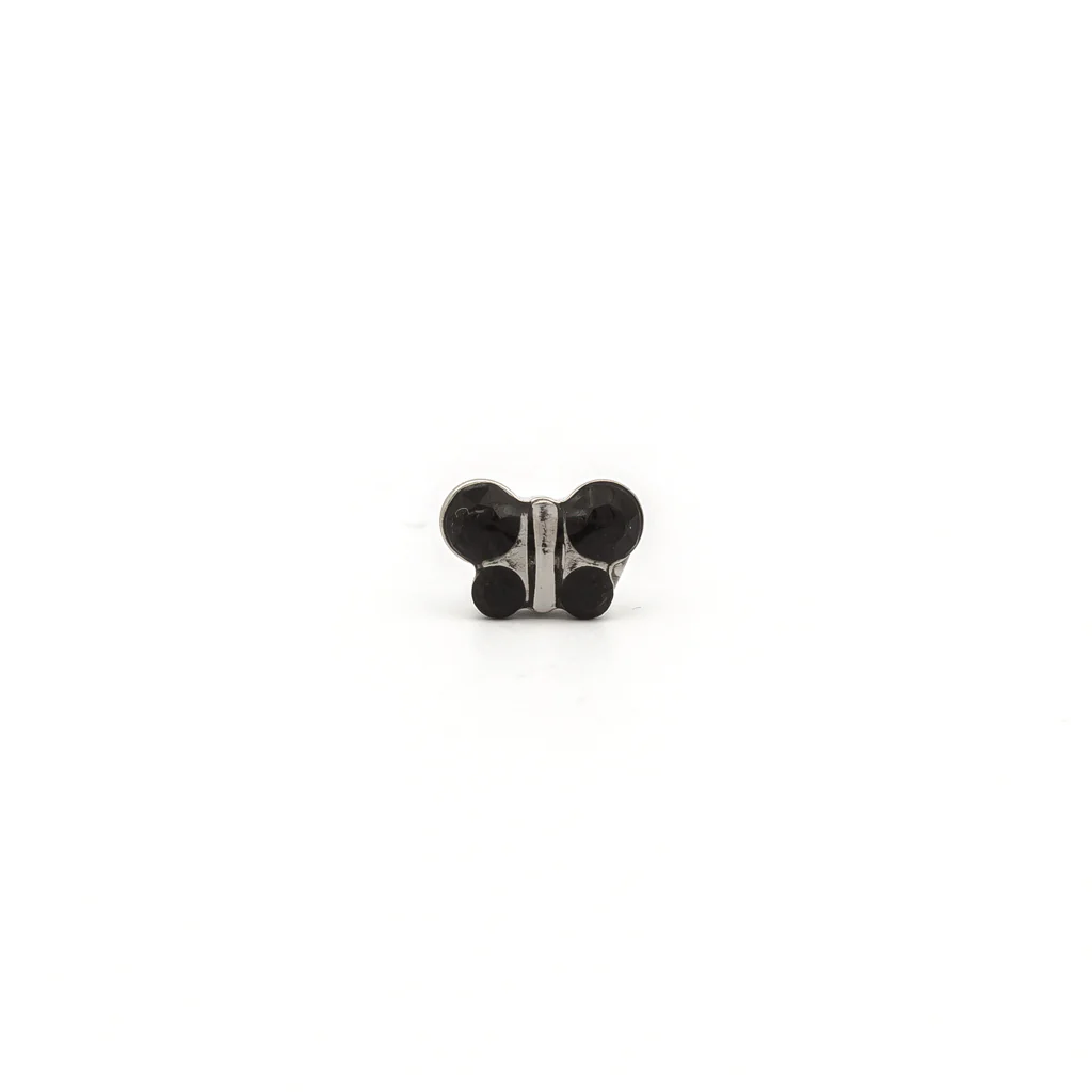 Sensitive Puff Pad Fashion - Butterfly - Jet Crystal - Stainless Steel - Image 2