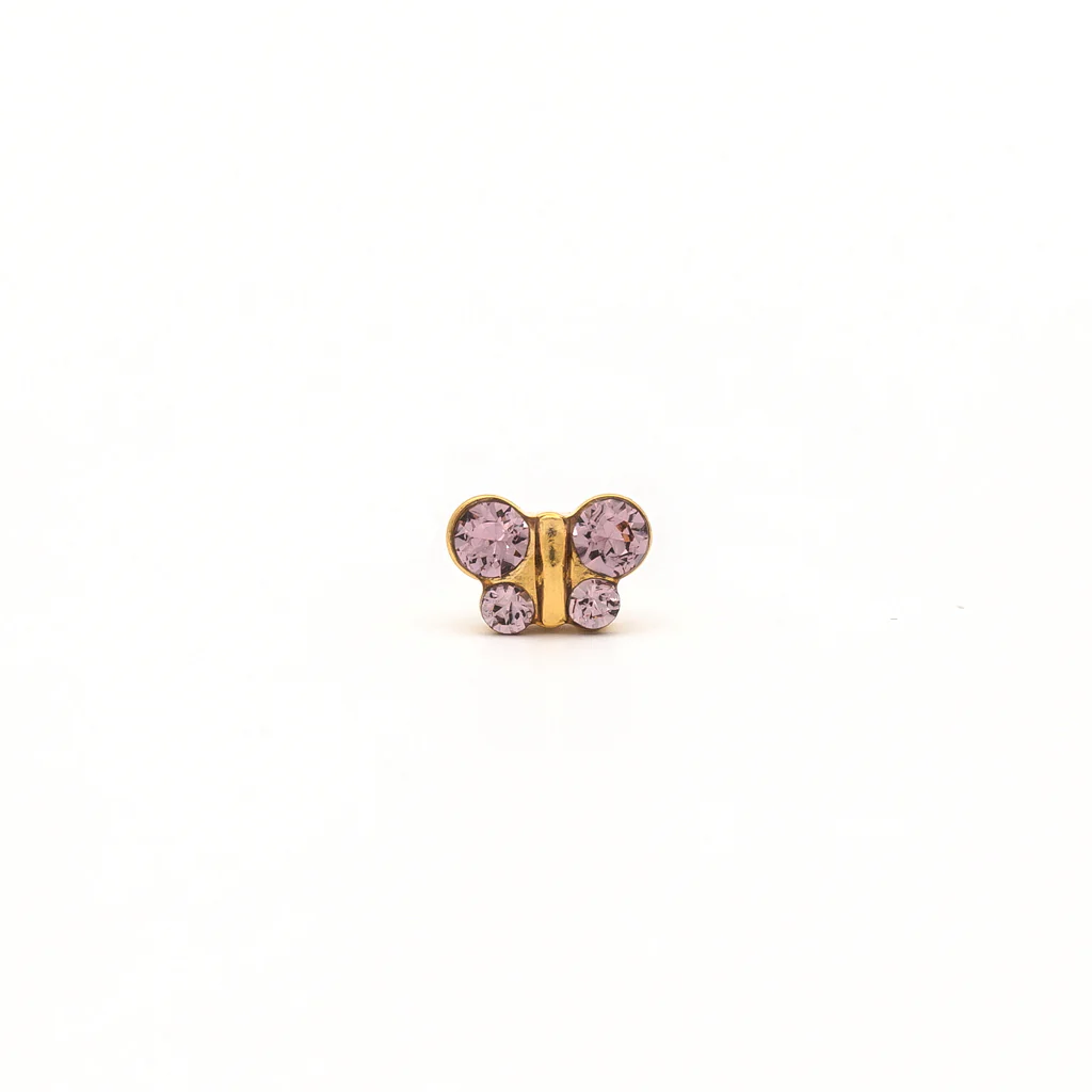 Sensitive Puff Pad Fashion - Butterfly - Light Amethyst Crystal - Gold Plated - Image 2