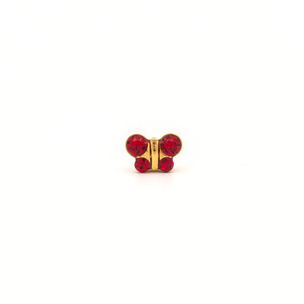 Sensitive Puff Pad Fashion - Butterfly - Light Siam Crystal - Gold Plated - Image 2