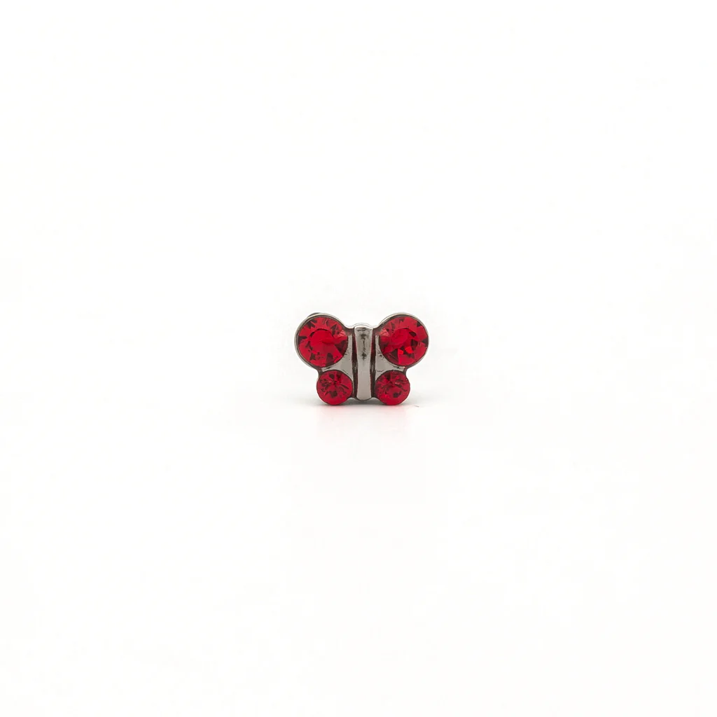 Sensitive Puff Pad Fashion - Butterfly - Light Siam Crystal - Stainless Steel - Image 2