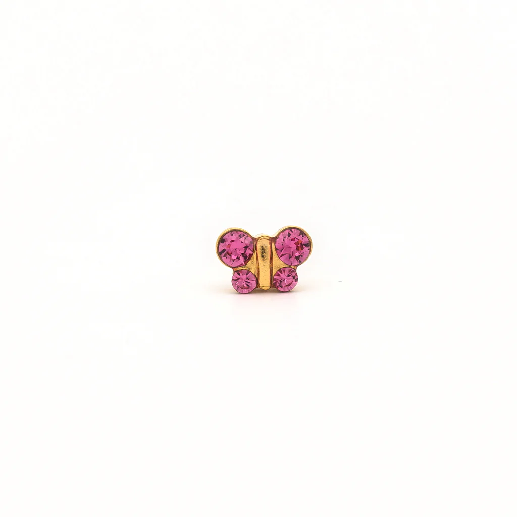 Sensitive Puff Pad Fashion - Butterfly - October Rose Crystal - Gold Plated - Image 2