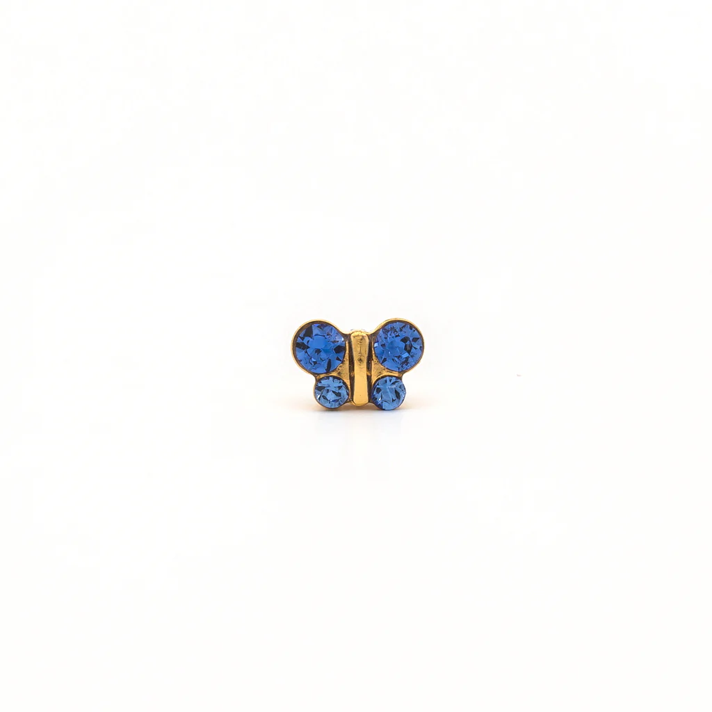 Sensitive Puff Pad Fashion - Butterfly - September Sapphire Crystal - Gold Plated - Image 2