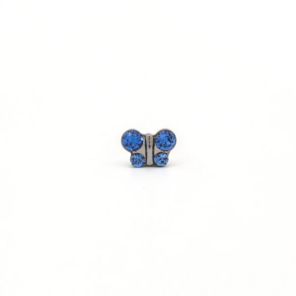 Sensitive Puff Pad Fashion - Butterfly - September Sapphire Crystal - Stainless Steel - Image 2