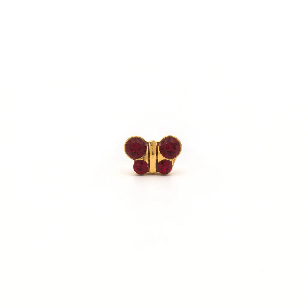 Sensitive Puff Pad Fashion - Butterfly - Siam Crystal - Gold Plated - Image 2
