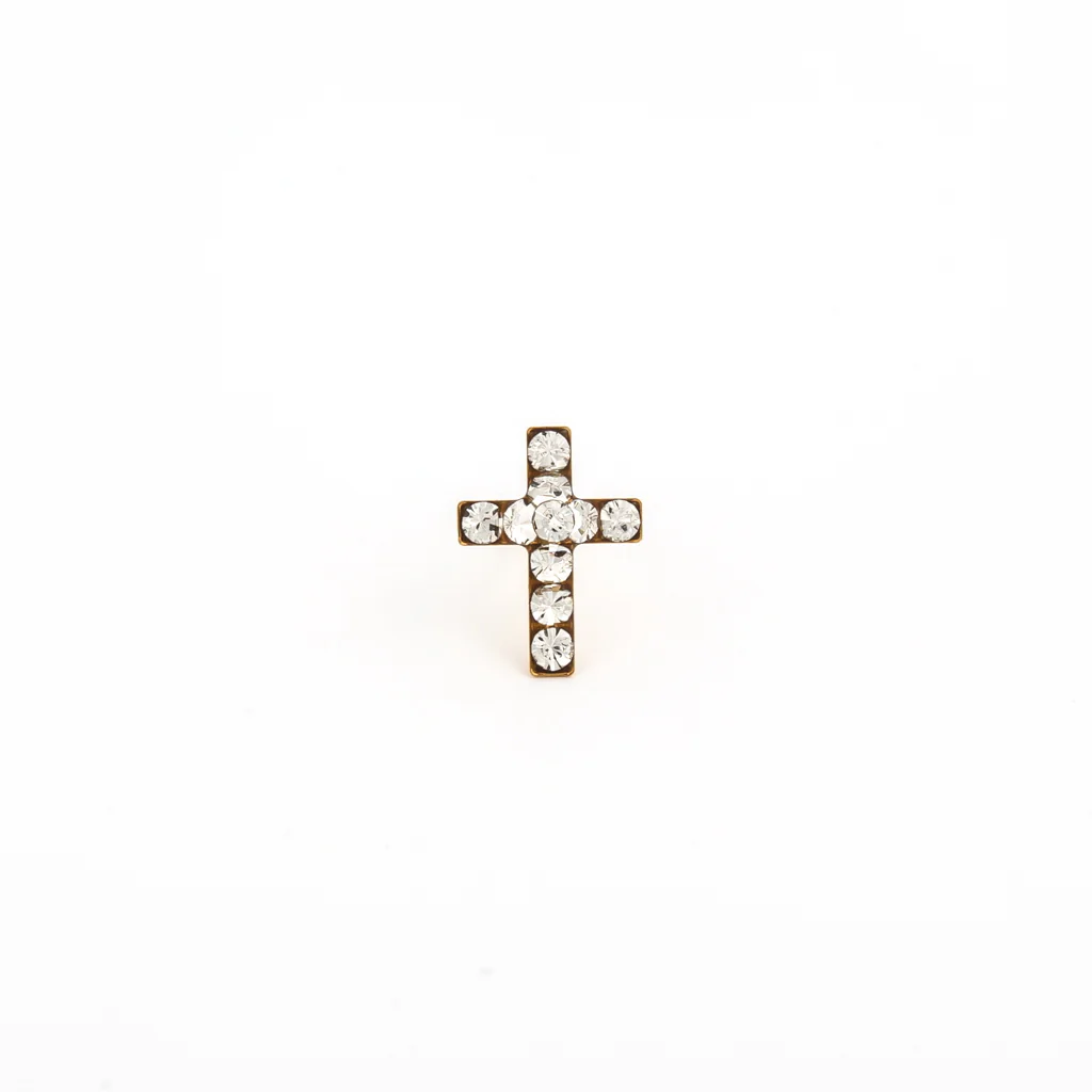Sensitive Puff Pad Fashion - Cross - April Crystal - Gold Plated - Image 2