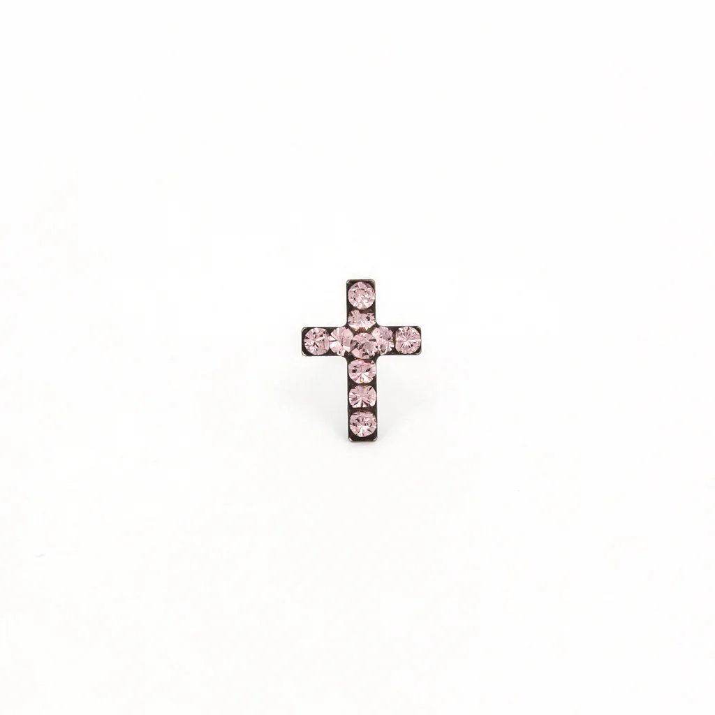 Sensitive Puff Pad Fashion - Cross - Light Amethyst Crystal - Stainless Steel - Image 2