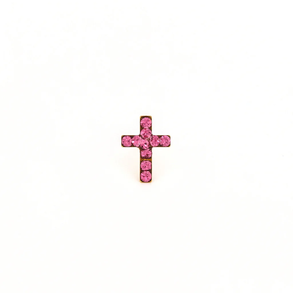 Sensitive Puff Pad Fashion - Cross - October Rose Crystal - Gold Plated - Image 2