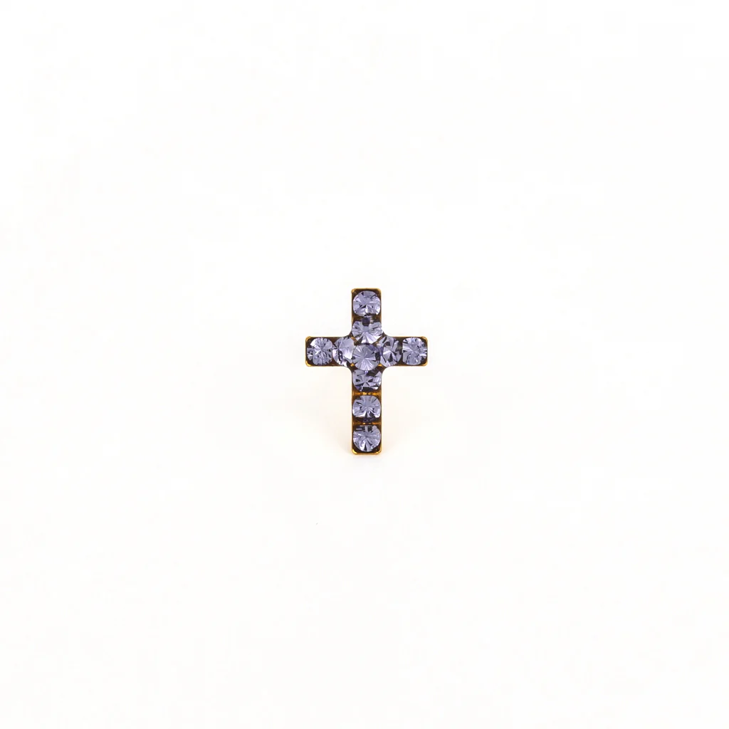 Sensitive Puff Pad Fashion - Cross - Tanzanite Crystal - Gold Plated - Image 2