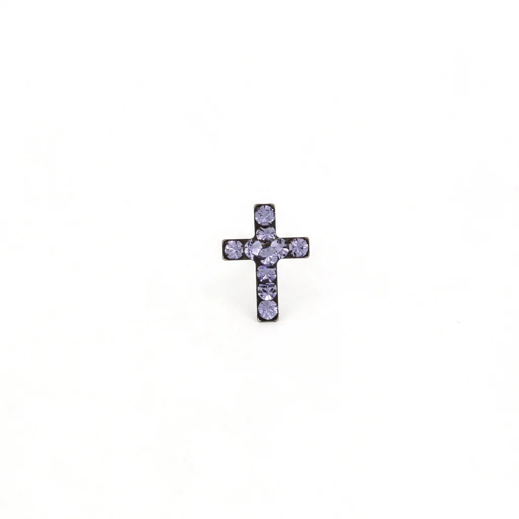 Sensitive Puff Pad Fashion - Cross - Tanzanite Crystal - Stainless Steel - Image 2