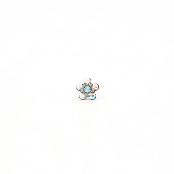 Sensitive Puff Pad Fashion - Daisy - Ab Crystal/March Aquamarine - Stainless Steel - Image 2