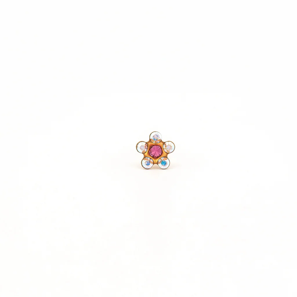 Sensitive Puff Pad Fashion - Daisy - Ab Crystal/October Rose - Gold Plated - Image 2