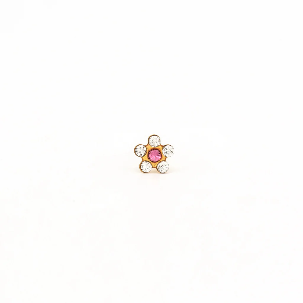 Sensitive Puff Pad Fashion - Daisy - April Crystal/October Rose - Gold Plated - Image 2