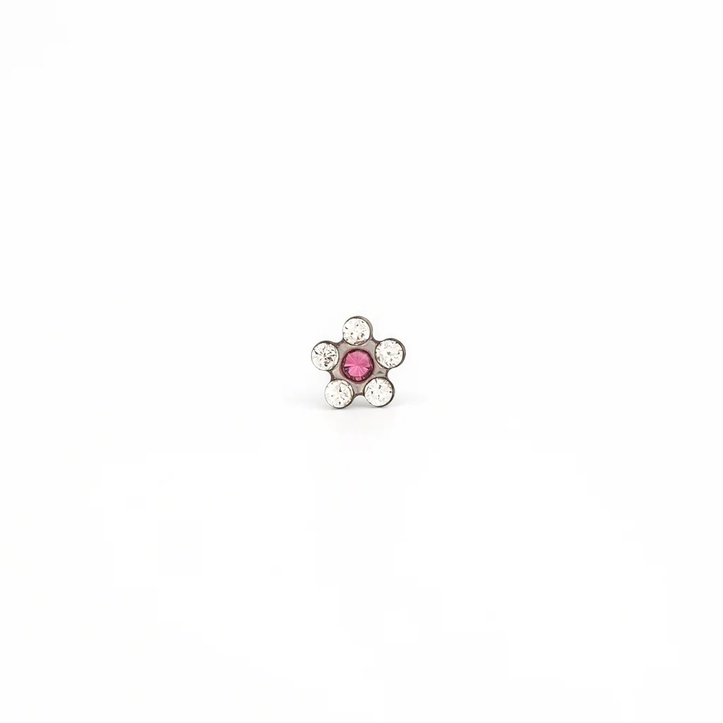 Sensitive Puff Pad Fashion - Daisy - April Crystal/October Rose - Stainless Steel - Image 2